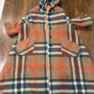 Vintage Jimmy Hourihan Boru Plaid Wool Coat Cape Women's Outerwear Size 10 Large